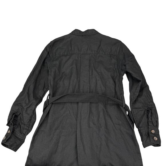 BANANA REPUBLIC Heritage 100% Linen Safari Belted Shirt Dress Size Small Black - Picture 6 of 6